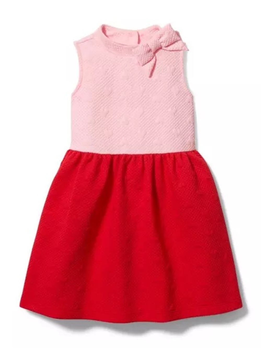 Janie and Jack Pink and Red Sleeveless Bow Knit Dress